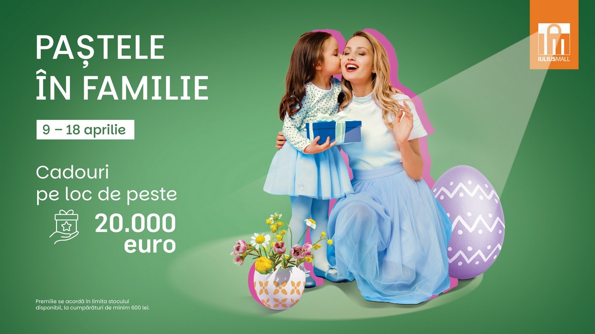 Bucuria de a petrece sărbătorile pascale alături de cei dragi este premiată în Iulius Mall! Premii la cumpărături. (P)
