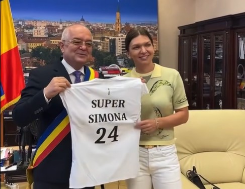 Simona Halep, la Primăria Cluj-Napoca. Emil Boc: „A fost o plăcere să o revăd pe inegalabila Simona” VIDEO